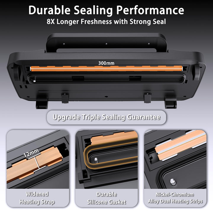 95kpa Commercial Vacuum Sealer Machine,Full Automatic Food Sealer, With 10-in-1 Functions,Easy-Lock Handle, Double Heat Seal,Vacuum sealer for food With Bags Storage, Built-in Cutter,Progress Display