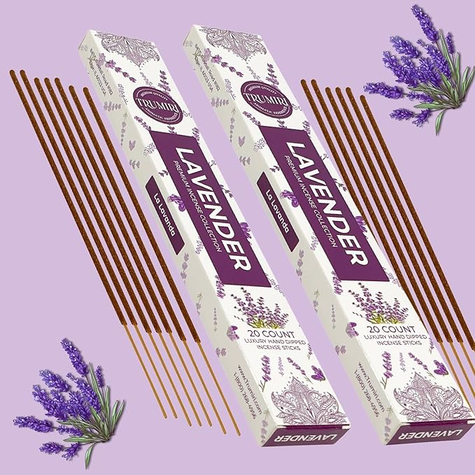 Lavender Incense Sticks - Incienso de Lavanda - Total 40 Insence-Sticks - Dual Pack of 20 Insense - Inciensos - Inscents - Natural Non Toxic Ingredients - Incents - Incence - Inscense - Insents