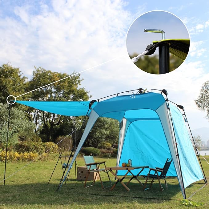 Pop Up Canopy Sun Shelters Shade Tent Pop Up 8.2' X 8.2' - Instant Portable Sports Cabana Umbrella, Easy Set-up and Take Down, with Sun Protection and One Shade Wall Included (Awning Blue)