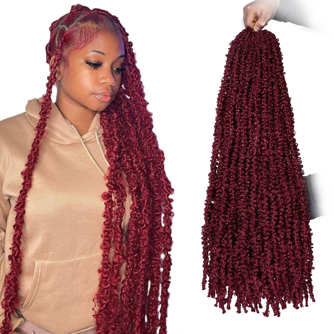 Zrq 6 Packs 30 Inch Butterfly Locs Crochet Hair For Women Burgundy Pre-Looped Distressed Faux Locs Synthetic Soft Locs Crochet B
