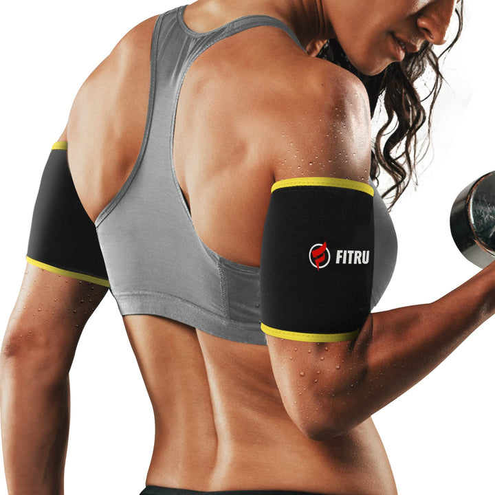 Fitru Premium Arm Trimmers for Men & Women | Sauna Arm Wraps for Flabby Arms Increasing Heat & Sweat During Exercise Yellow