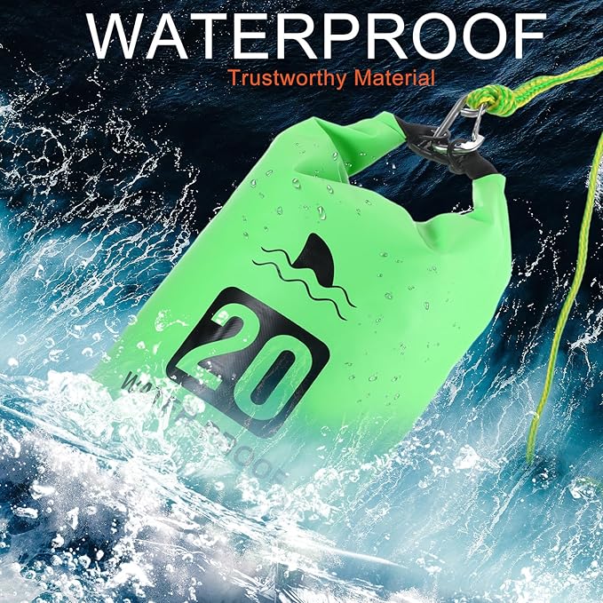 4 Set 2 in 1 Sand Anchor and Buoy Kit Floating Bag Kayak Anchor Waterproof Dry Bag for Lake Beach Boats Watercrafts Hiking Camping Water Sports Surfing Tubing Kayaking(Green)