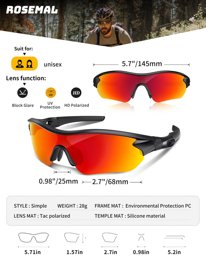 Polarized Sports Sunglasses for Men Women Youth Baseball Running Fishing Tennis Golf Cycling Driving Motor TAC UV400 TR90