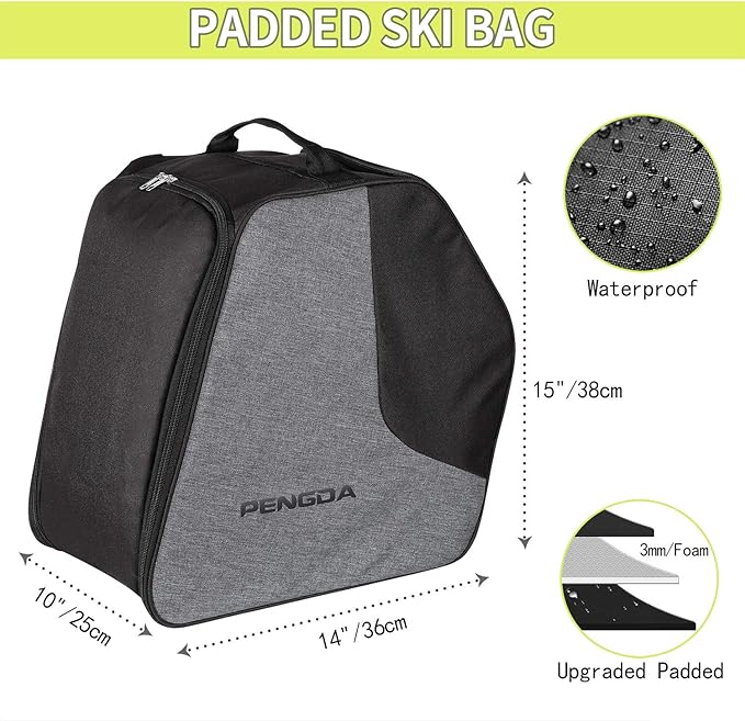 Kids Waterproof Ski Boot & Helmet Bag - Separate Dry & Wet Compartments for Goggles, Gloves, Ski Apparel & Boot Storage