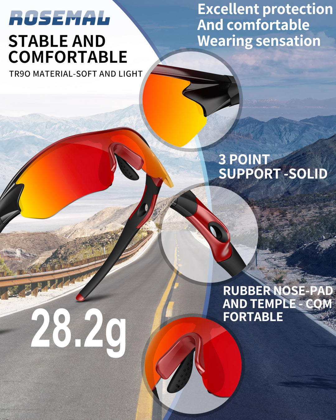 Polarized Sports Sunglasses for Men Women Youth Baseball Running Fishing Tennis Golf Cycling Driving Motor TAC UV400 TR90