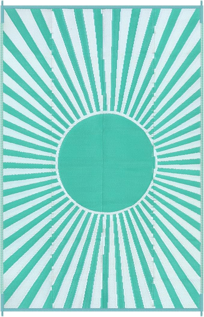 Anidaroel Outdoor Plastic Straw Rug, 6x9ft Waterproof Outdoor Rugs for Patios Clearance, Reversible Camping Rugs for Outside RV, Large Outdoor Area Rug for Backyard, Garden (Green, 6'x9')