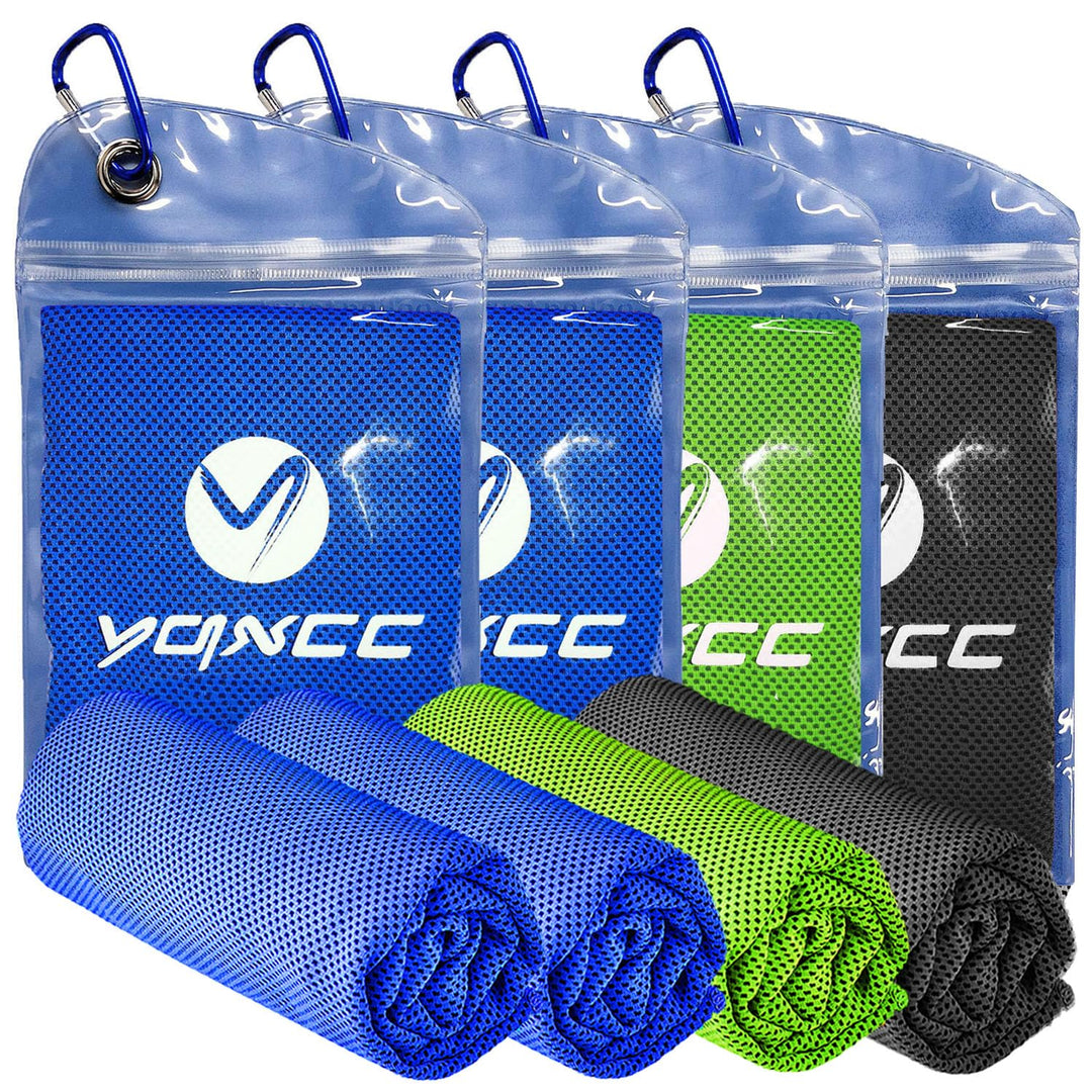 YQXCC 4 Pack Cooling Towel (47"x12") Ice Towel for Neck, Microfiber Cool Towel, Soft Breathable Chilly Towel for Yoga, Sports, Golf, Gym, Camping, Running, Fitness, Workout & More Activities