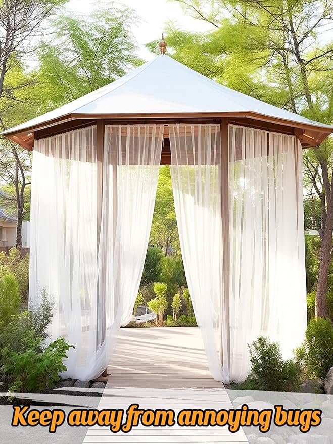 Mosquito Net for Patio - 10Ft x 33Ft for Each Garden Mesh Screen Barrier, Super Dense Patio Netting for Balcony Porch Umbrella Fruit Tree Gazebo Canopy RV Camping, White