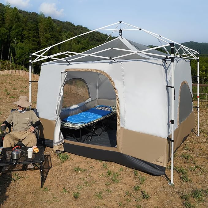 REDCAMP Canopy Camping Tent for Pop Up Canopy Tent, Inner Tent Converts Straight Leg 10'x10' or 10'x20' Canopy into Camping Tent, Fits 4-6 Person(Frame/Shelter NOT Included)