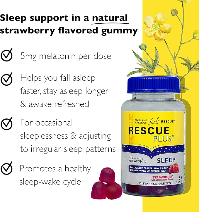 RESCUE Nighttime Sleep Aid Bundle, 3Pk - Bach Sleep Kids Dropper, 10mL Sleep Liquid Melts, 28Ct Plus Sleep Gummies with 5mg Melatonin/dose, 60Ct
