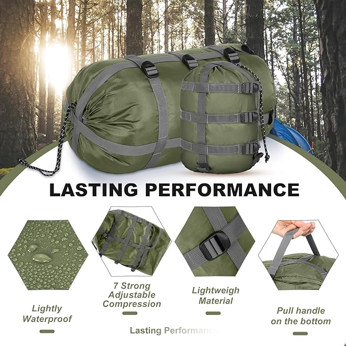 5 Pack Compression Stuff Sack 5 Assorted Size Sleeping Bag Stuff Sack Ultralight Sleeping Bag Cover Space Saving Gear for Travel Outdoor Camping Hiking Backpacking