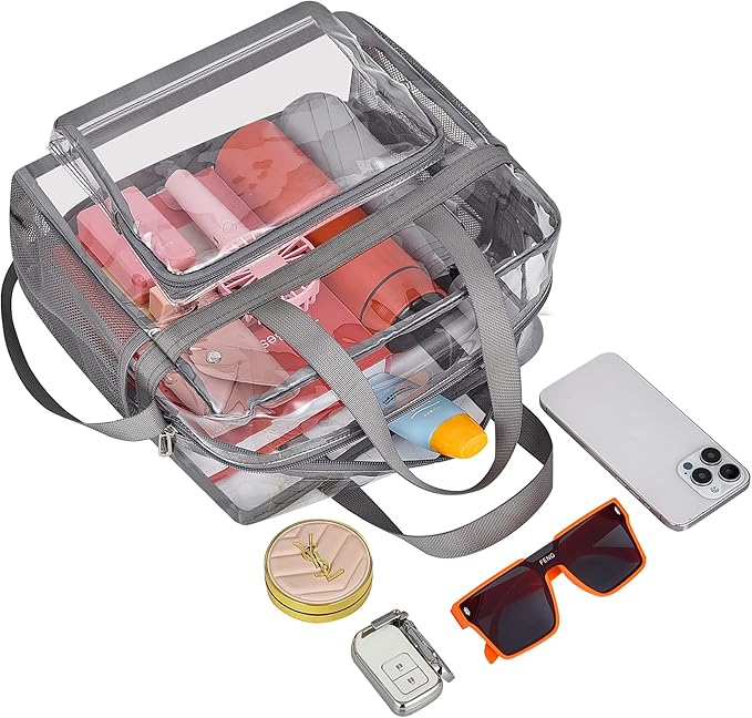 USPECLARE Clear Tote Stadium Approved, Security Travel & Gym Clear Bag for Work Sports Games Concerts