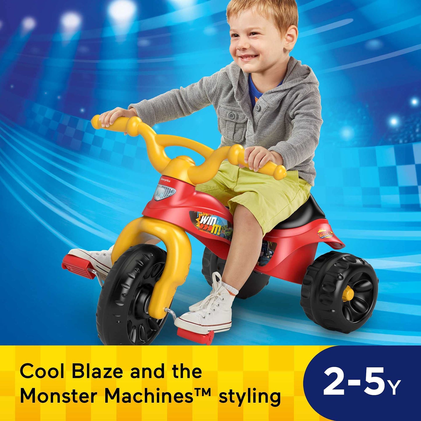 Fisher-Price Toddler Tricycle Blaze and the Monster Machines Tough Trike Bike Outdoor Toy with Storage for Preschool Kids Ages 2+ Years