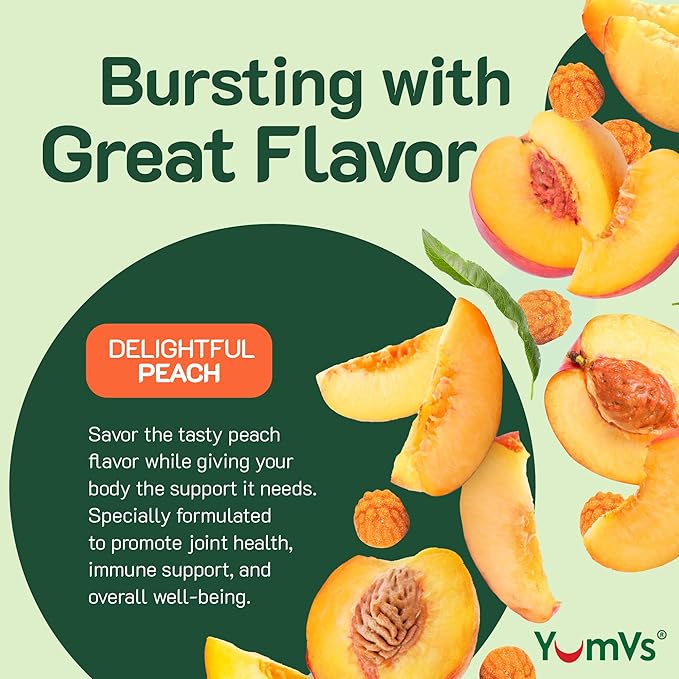 YumV's Turmeric Gummies with Ginger and Piperine - Peach Flavored Gluten Free Vegetarian Turmeric Ginger Supplement with Black Pepper