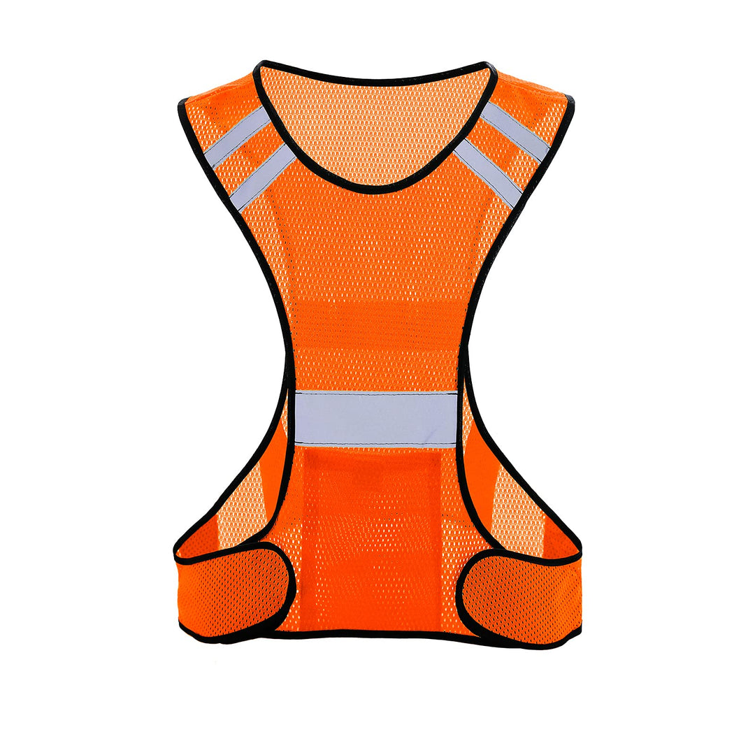 TCCFCCT Reflective Running Vest for Men Women, High Visibility Safety Vest with Large Pocket, Lightweight Reflective Running Gear for Motorcycling, Cycling, Jogging, Adjustable Waist, Orange