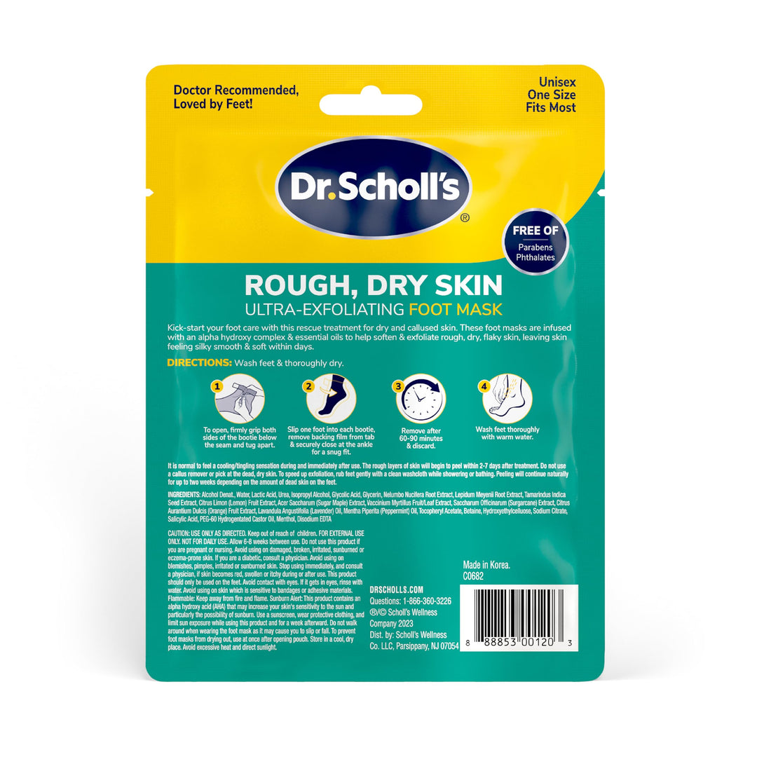 Dr. Scholl's Rough, Dry Skin Ultra Exfoliating Foot Peeling Mask, 3 Pairs Moisturizing Socks Gently Peels and Softens, with Urea, Dry Skin Callus Remover for Feet