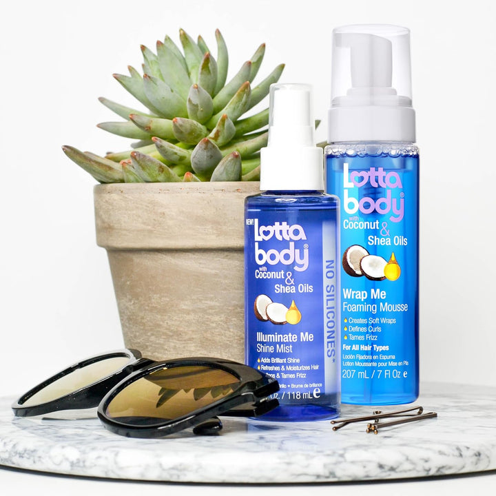 Lottabody Coconut Oil & Shea Curl Mousse | Anti-Frizz, Soft Wraps | 7 Fl Oz (2-Pack)