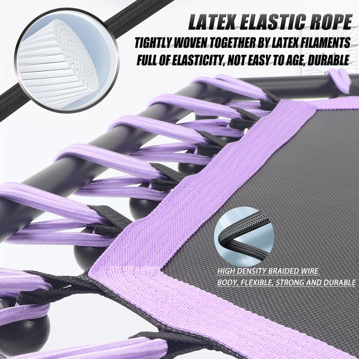 Newan 45'' Fitness Trampoline with Adjustable Handle Bar, Silent Trampoline Bungee Rebounder Jumping Cardio Trainer Workout for Adults - Mini Trampoline Max Limit 330 lbs