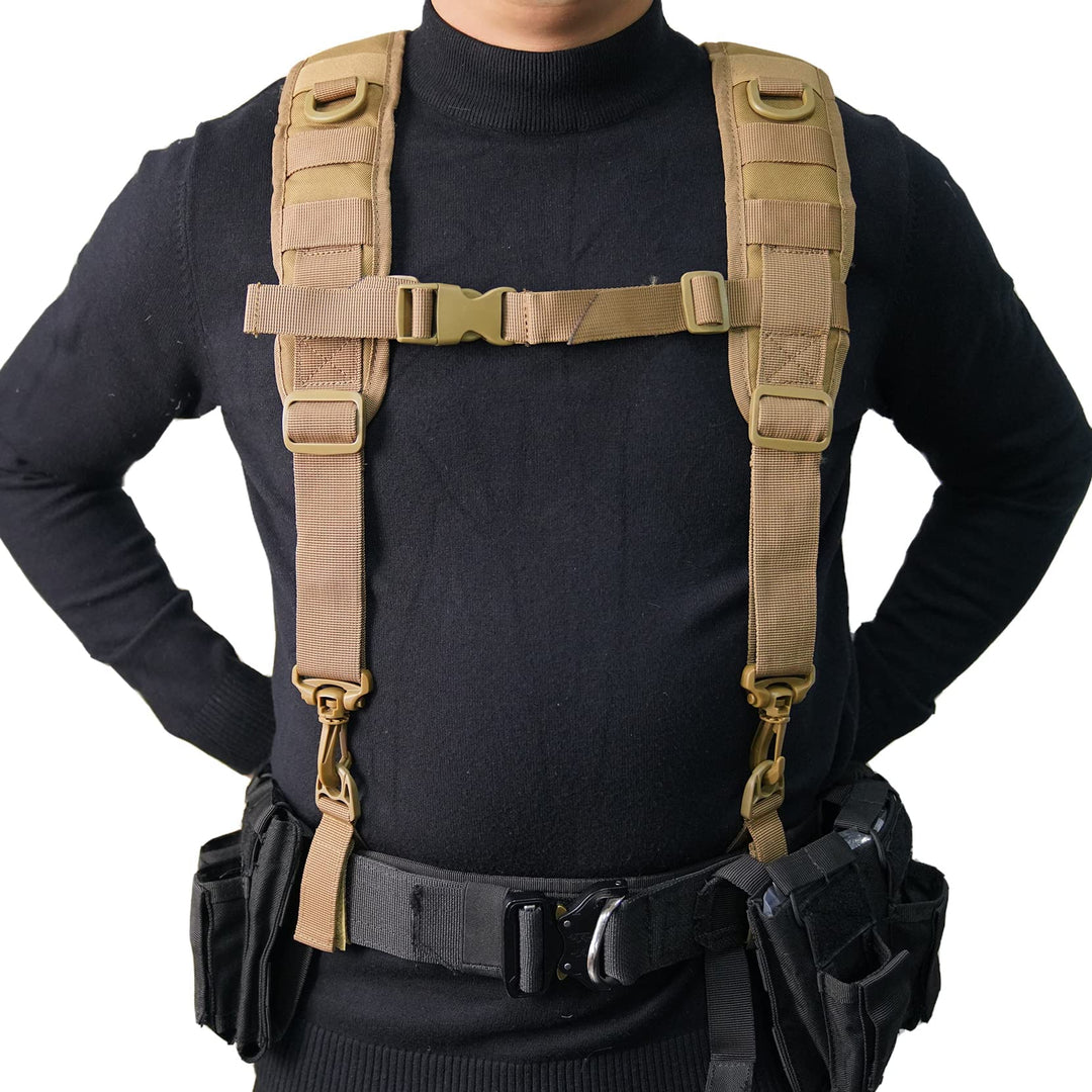 MELOTOUGH Tactical Outdoor H-Harness Duty Belt Suspenders (Khaki) -Tactical Duty Belt not Included-XL