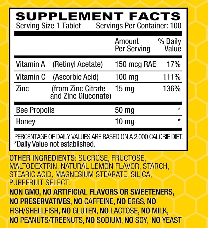 Basic Brands Zinc Lozenges, 100 Count, Lemon