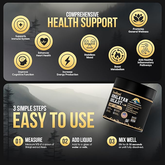 Himalayan Shilajit Resin – High Potency, 1100 MG Himalayan Extract, 75%+ Fulvic Acid, Energy, Wellness & Immunity Support, 85+ Trace Minerals, Lab Tested, 50g Jar, 46 Servings