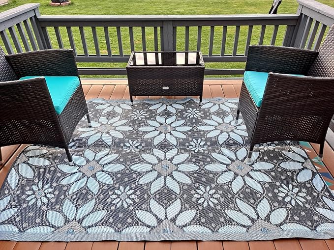 BalajeesUSA 2 Pack Outdoor Rugs Plastic Straw Patio Rugs RV Camping Reversible Mats Wholesale Price (2 Pk 5'x7') 20386