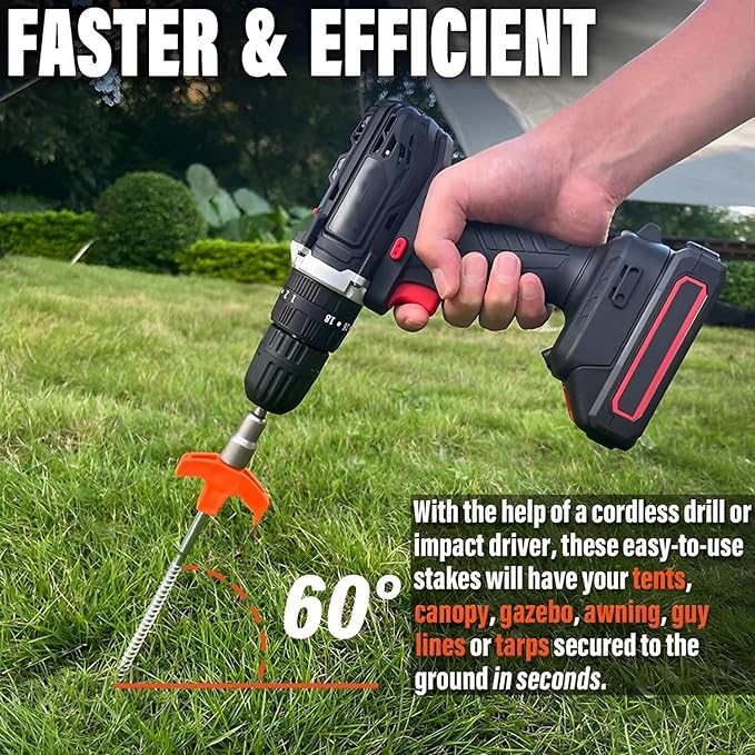 8" Screw in Tent Stakes - Ground Anchors Screw in, Screw in Tent Stakes Heavy Duty, Metal Threaded Tent Spikes, Tent Pegs Camping Stakes, Tent Stakes for Outdoor Camping (8pcs)