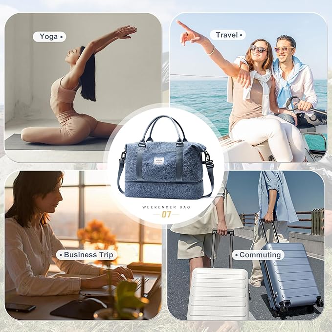 Travel Duffel Bag,Sports Tote Gym Bag,Shoulder Weekender Overnight Bag for Women