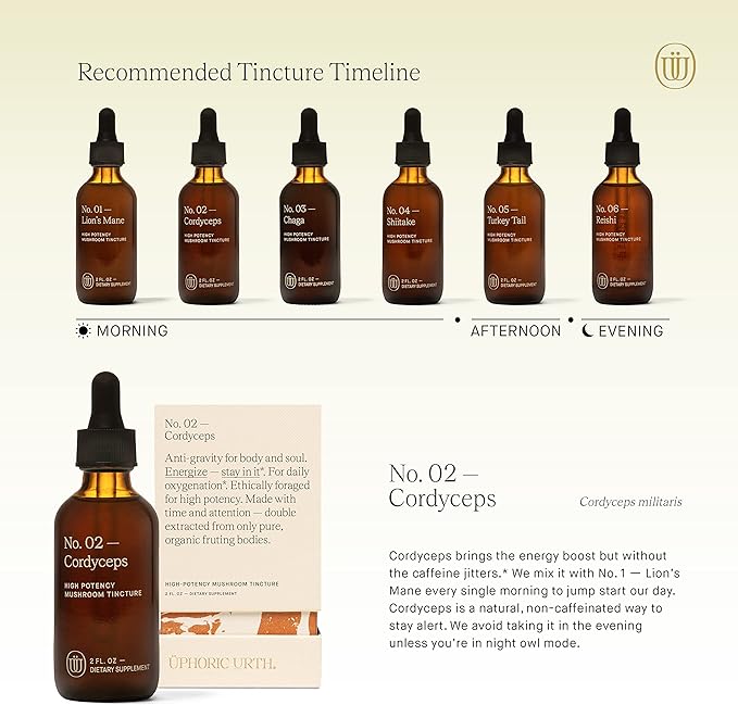 Cordyceps Mushroom Extract - Double Extracted Fruitbody Mushroom Tincture | Natural Support for Stamina, Endurance, Oxygen Uptake, Cardiac Function, Respiratory Health (60 Servings)