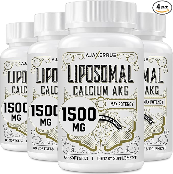 Liposomal Calcium AKG Supplement 1500 MG (Alpha-Ketoglutaric Acid), High Absorption, More Effective Than AAKG, Ca AKG for Longevity, Age Defense, Cellular Energy, Metabolic Function, 240 Softgels