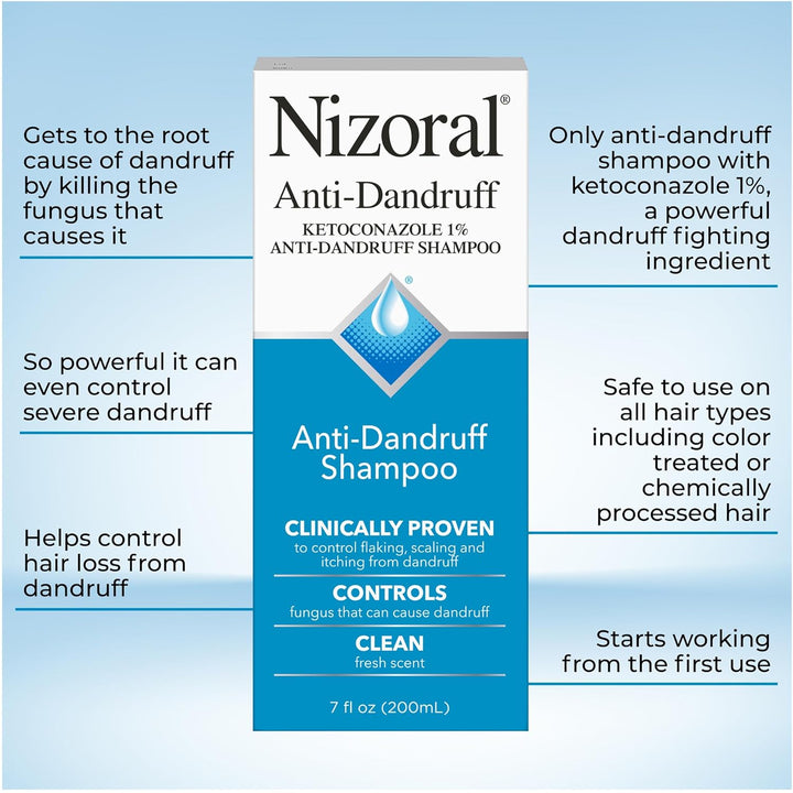 Nizoral Anti-Dandruff Shampoo | 1% Ketoconazole | Fresh Scent | 7 Fl Oz