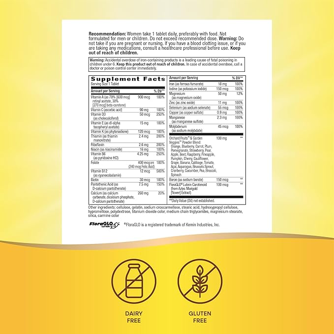 Nature's Way Alive! Daily Complete Multivitamin for Women, Supports Energy Metabolism, Hair, Skin & Nails*, B-Vitamins, 130 Tablets (Packaging May Vary)