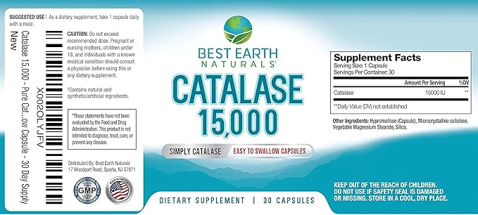 Best Earth Naturals Catalase Supplement 15,000 - Hair Supplements for Strong Hair - 30-Day Supply
