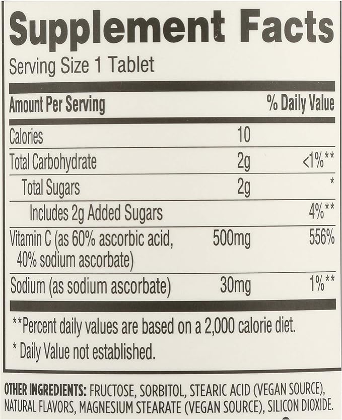 365 by Whole Foods Market, Vitamin C Chewable 500Mg, 100 Tablets (Pack of 2)
