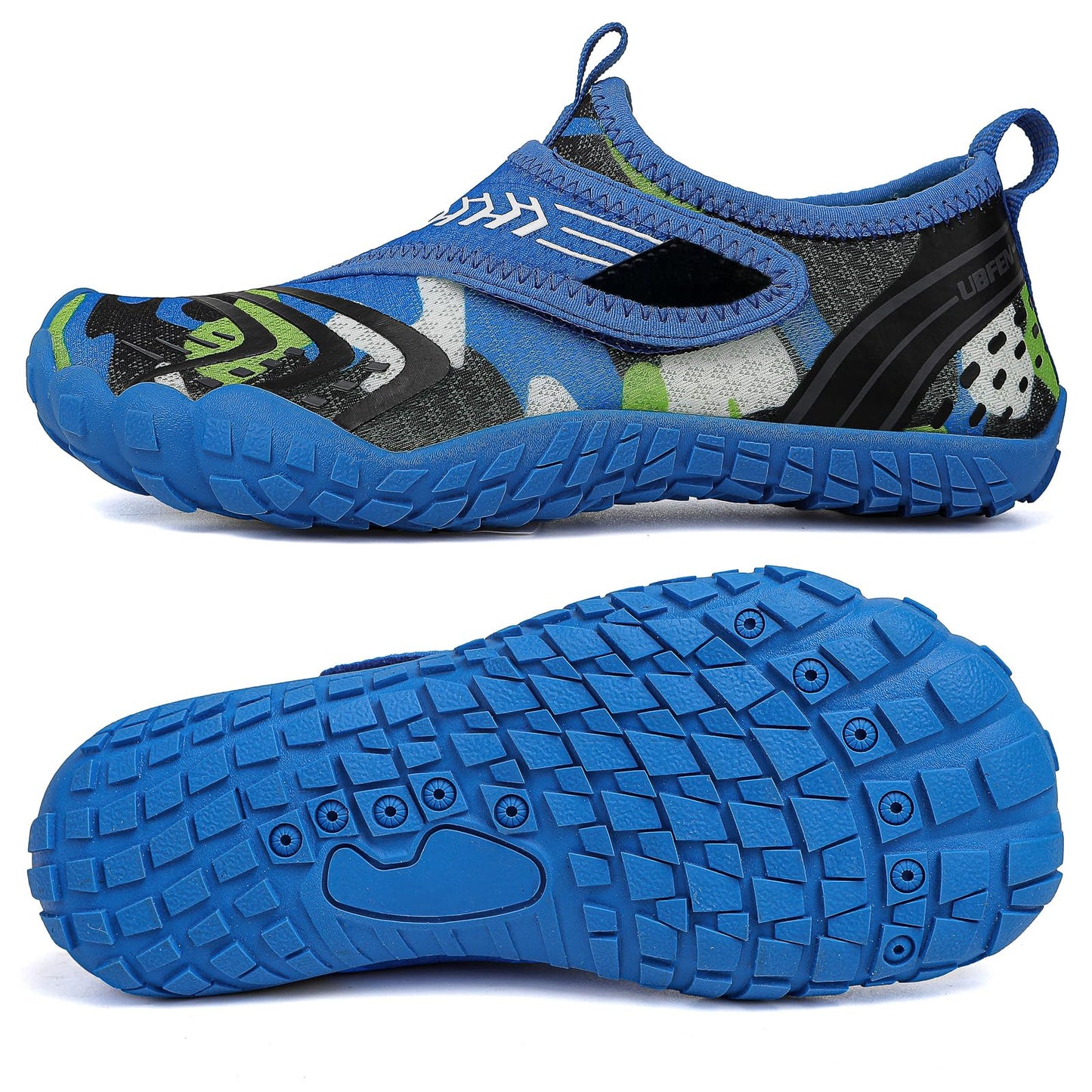 UBFEN Kids Water Shoes Aqua Socks for Boys Girls Barefoot Beach Pool Sports Quick Dry Toddlers Little Big Kid Non-Slip Lightweight Swim Shoes F Blue 8 Toddler