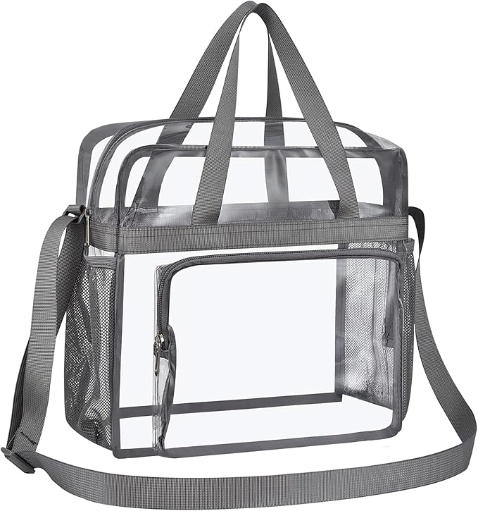 USPECLARE Clear Tote Stadium Approved, Security Travel & Gym Clear Bag for Work Sports Games Concerts