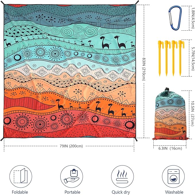 AISPARKY Beach Blanket Waterproof Sandproof, Oversized Large Beach Mat 79" X 83"/120"x108" for 1-8 Adults, Quick Drying&Compact&Lightweight, Picnic Mat Vacation Essentials for Beach Camping Travel