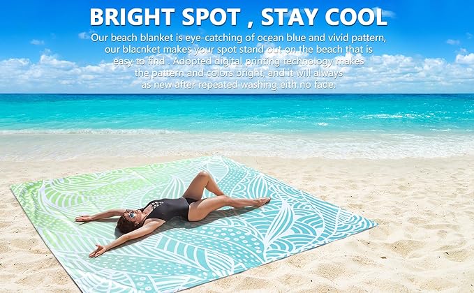 AISPARKY Beach Blanket Waterproof Sandproof, Oversized Large Beach Mat 79" X 83"/120"x108" for 1-8 Adults, Quick Drying&Compact&Lightweight, Picnic Mat Vacation Essentials for Beach Camping Travel