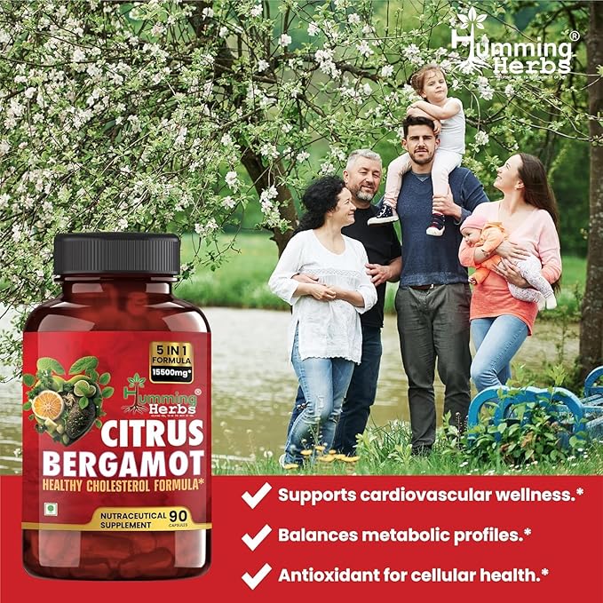 Bergamot Citrus 1110mg – Supports Heart Health – with Black Choke Berry, Niacin, Olive Leaf & Black Pepper Extract 90 Capsule