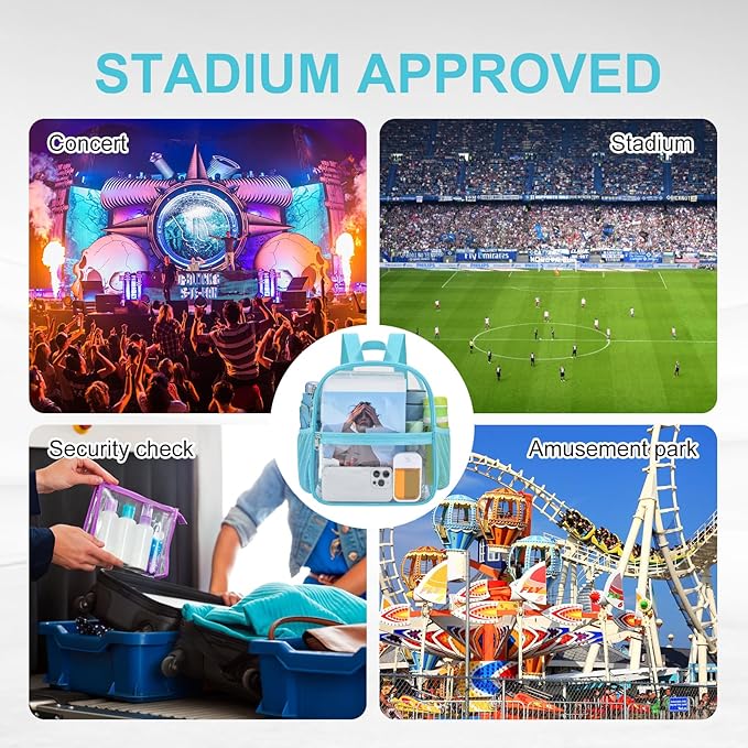 USPECLARE Clear Backpack Stadium Approved 12X11x6, Waterproof Clear Bag Stadium Backpack for Concert Work Sport Event