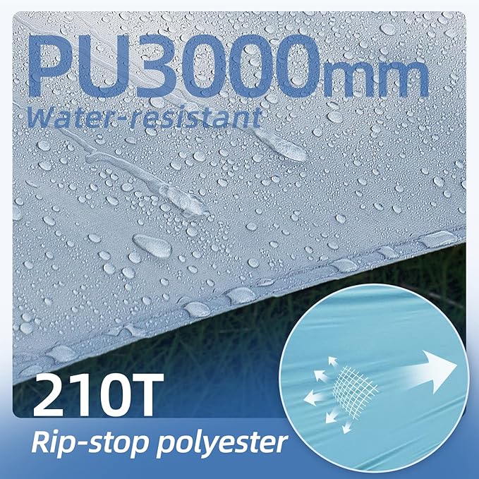 12X14FT Camping Tarp with 2 Poles, UV UPF50+ Lightweight Car Awning Sun Shelter, PU3000 Waterproof Tarp for Camping, Hiking and Backpacking Trips