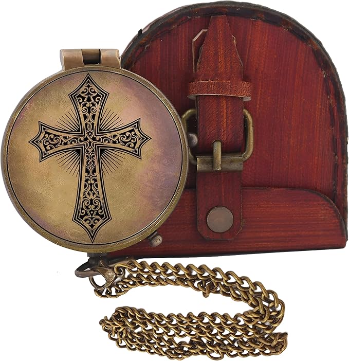 Baptism Gift Personalized Keepsake Compass Engraved Cross and Be Strong and Courageous, Confirmation Gift Ideas, Gift of Faith. Missionary