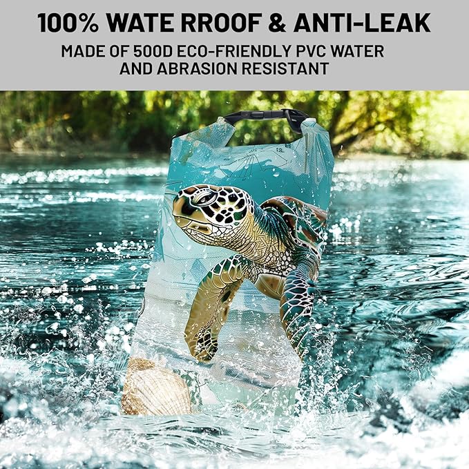 Waterproof Dry Bag,Sea Turtle Starfish Nautical Small Waterproof Backpack 2L/5L/10L/20L/30L/40L Floating Lightweight Bags for Kayaking, Boating, Fishing, Swimming Camping with Waterproof Phone Case