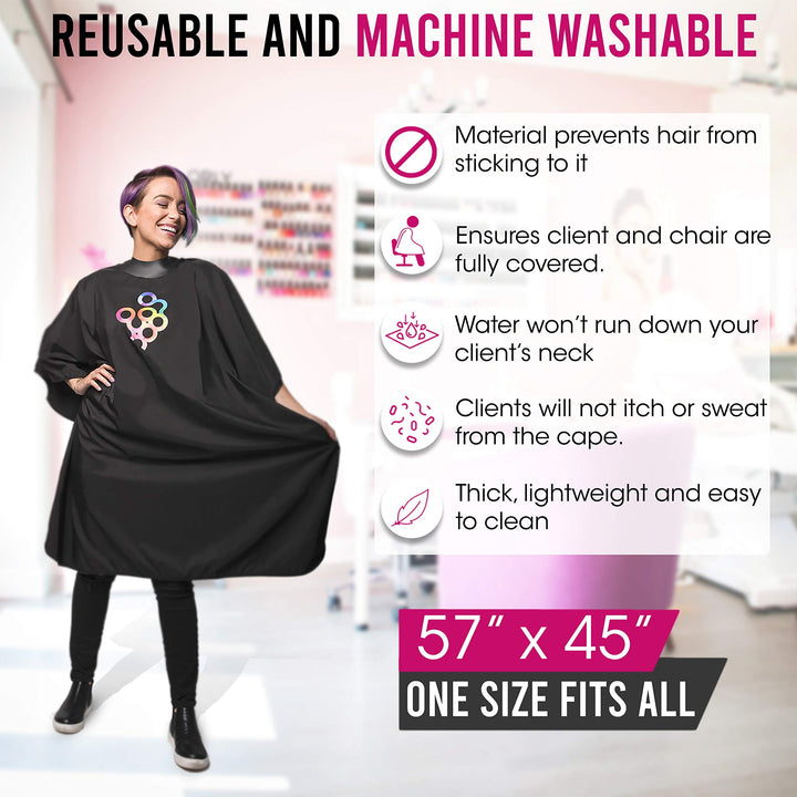 FRAMAR Professional Hair Cutting Cape – Hair Cutting Capes For Adults, Salon Cape For Hair Cutting, Capa De Peluqueria Professional, Barber Capes, Haircutting Capes For Adults – Rubberized Collar