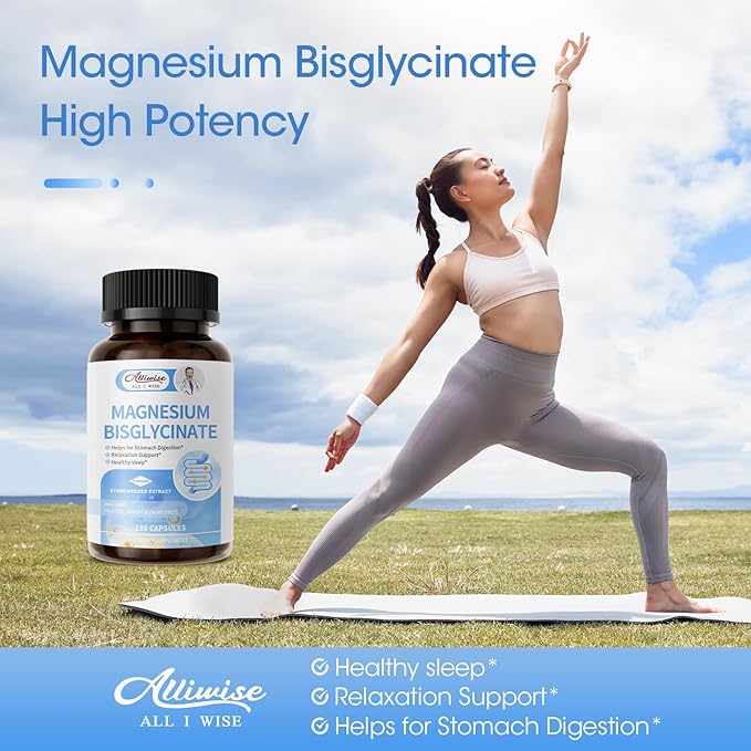 Magnesium Bisglycinate 100% Chelate, Maximum Absorbable Magnesium Glycinate Supplement for Restful Sleep, Energy Muscle Bone & Joint Support Non-GMO, Gluten-Free - 180 Capsules