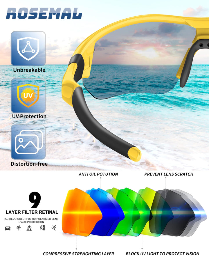 Polarized Sports Sunglasses for Men Women Youth Baseball Running Fishing Tennis Golf Cycling Driving Motor TAC UV400 TR90