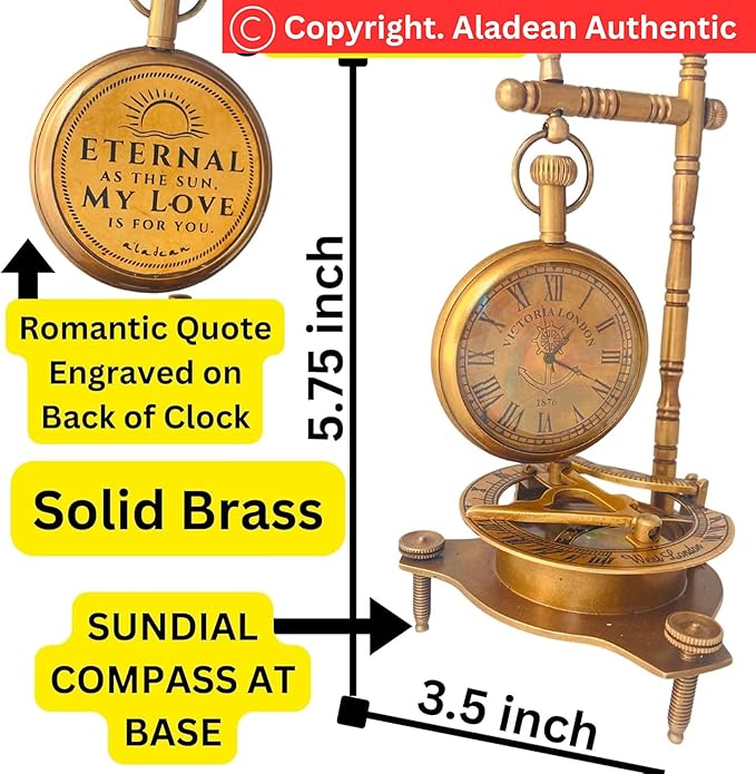 ALADEAN Eternal Love Anniversary Sundial Compass Gift for Him or Her Unique Gift for Husband Wife Men Wedding Anniversary 50th 40th 25th 20th 1st Year Celebration