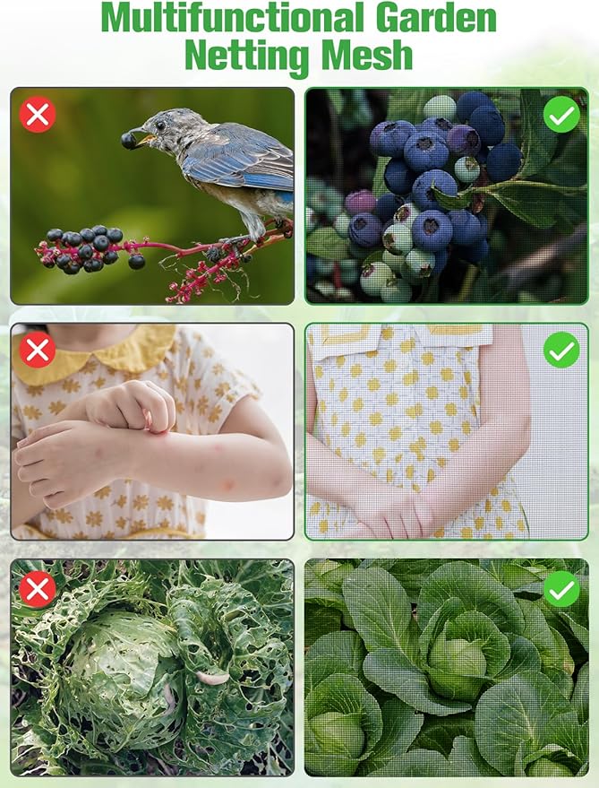 Stronger Garden Mesh Netting - 10 x 12 ft PPT Nano Bird Net Barrier, Mosquito Netting Screen for Outdoor Plants Vegetables Patios Balconies Terraces, Shading Rate 33% (Black)