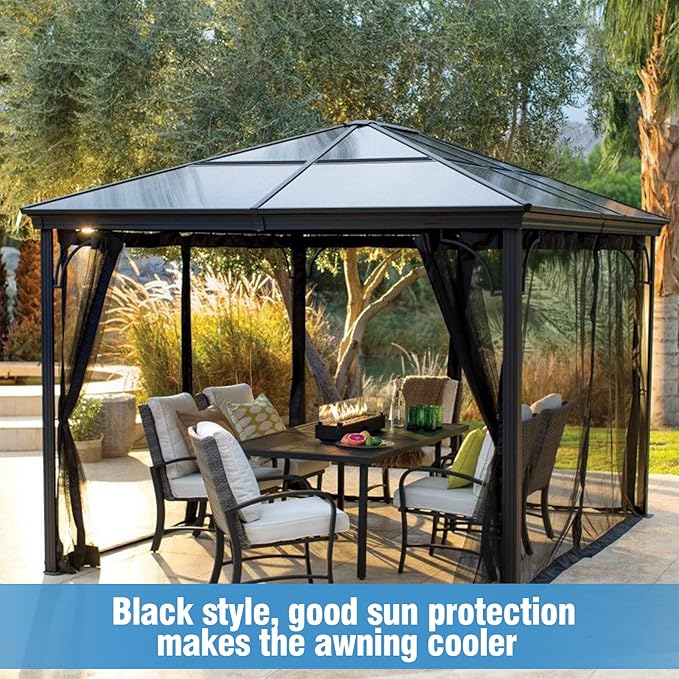 Mosquito Net for Patio - 10Ft x 65Ft for Each Garden Mesh Screen Barrier, Super Dense Patio Netting for Balcony Porch Umbrella Fruit Tree Gazebo Canopy RV Camping, Black