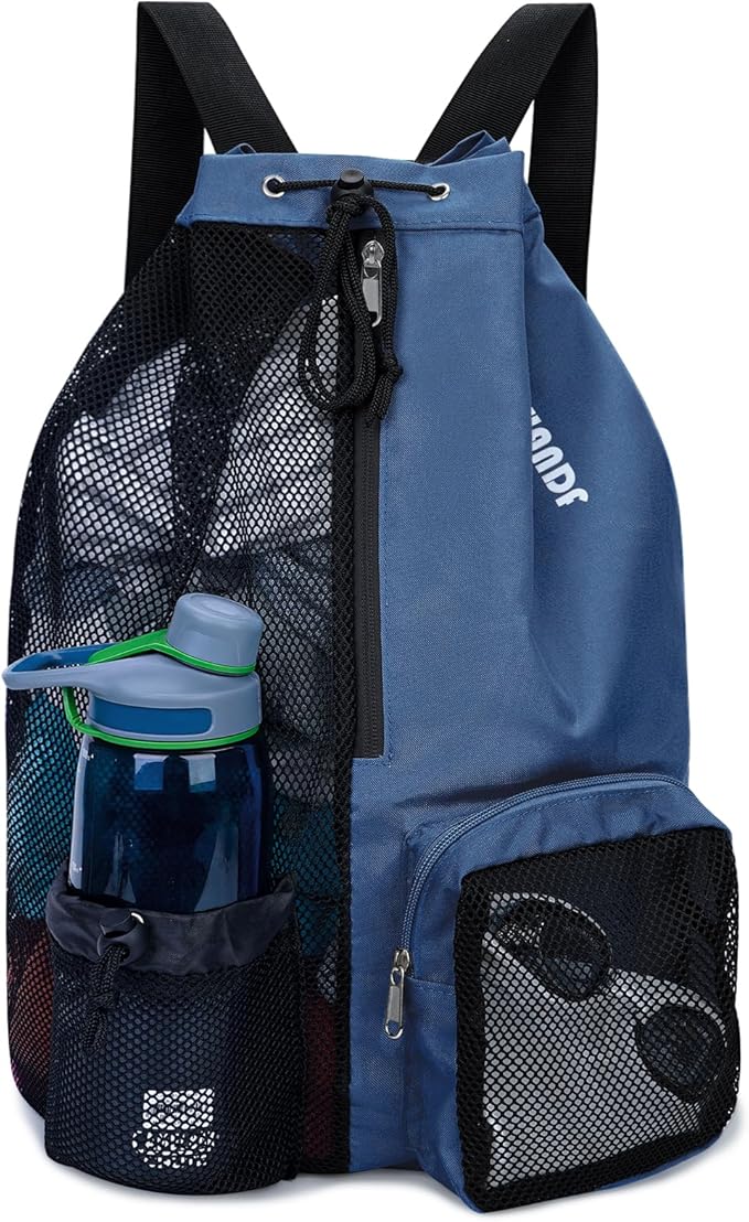 WANDF Swim Bag Mesh Drawstring Backpack with Wet Pocket for Swimming, Gym, and Workout Gear